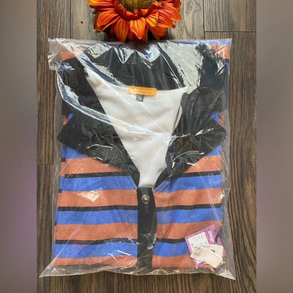 B2g1unique Vintage Smak Parlour Scooby Doo Brown & Blue Stripe Shirt Dress — image 8 of 8